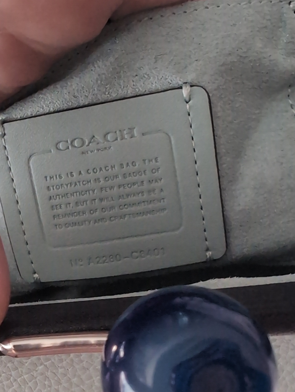 Coach Nora Blueberry Pebbled Leather Kisslock Crossbody in Light Blue Bag - Picture 8 of 9